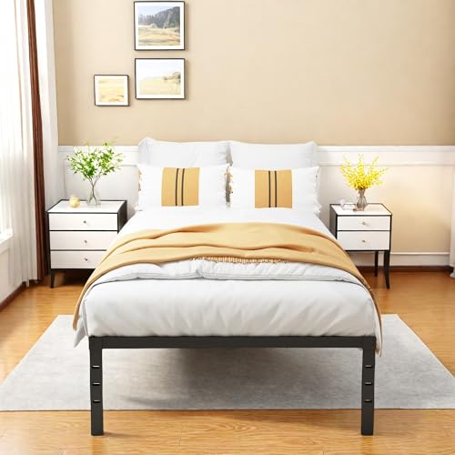 Full Size Metal Platform Bed Frame with Headboard, Black U138819