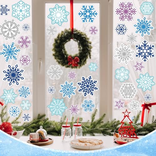 Pickmesh 45 Pcs Christmas Snowflake Window Gel Clings Removable Reusable U3538