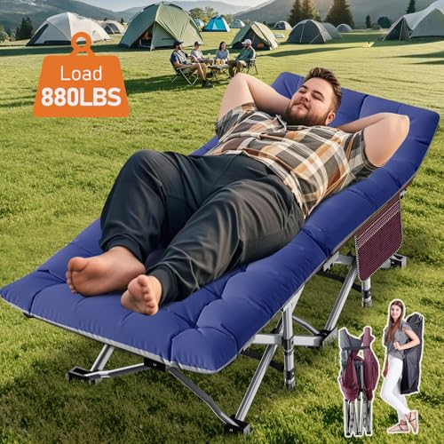 ABORON Oversized Folding Camping Cot for Adults, Double Layer 1200D, with Mat & Carrying Bag S2407