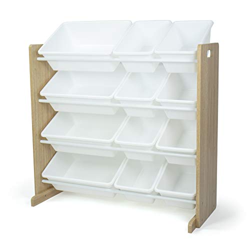 Humble Crew Kids Toy Storage Organizer with 12 Plastic Bins, Grey/White O74556