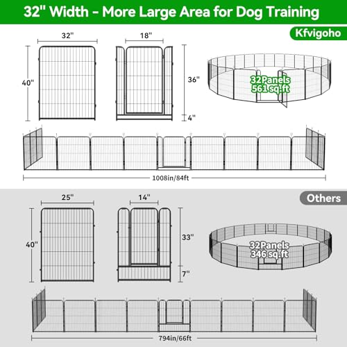Dog Playpen Outdoor Extra Wide 12 Panels Heavy Duty 40" Height with Doors Portable G77703