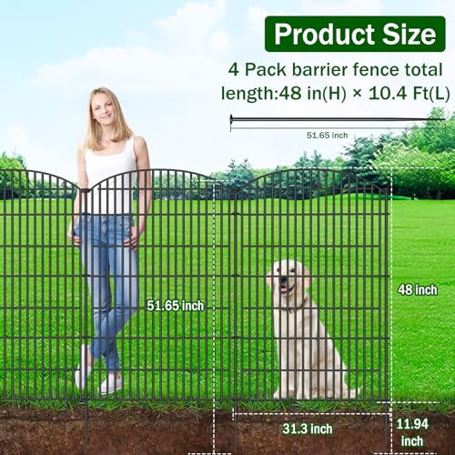 10 Panels No Dig Decorative Garden Fence, Rustproof Metal Dog Fence for Yard U518