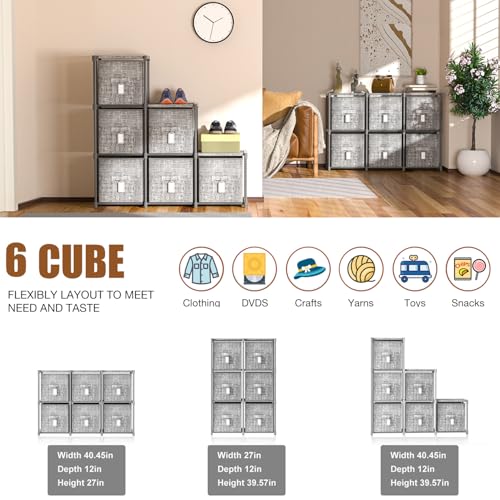Cube Storage Organizer with 6 Printed Bins and Labels Y73983