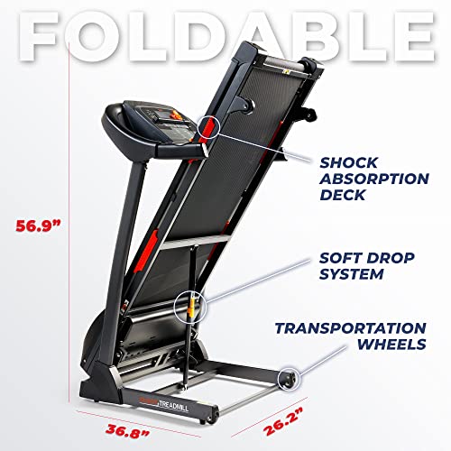 Sunny Health & Fitness Folding Incline Treadmill with Pulse Sensors A924