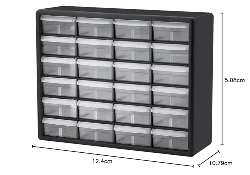 Akro-Mils 24-Drawer Plastic Storage Cabinet, Black B1232