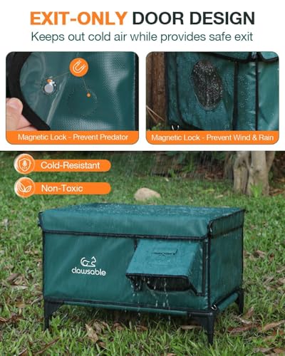 Heated Cat House for Outside Winter, Waterproof Insulated Outdoor Cat Shelter with Heater, Forest Green A129