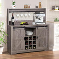 Coffee Bar Cabinet with Storage,47" Farmhouse Kitchen Buffet Sideboard with Sliding Barn Door and Adjustable Shelves,Liquor Cabinet Bar for Home,Dining Living Room(Grey)