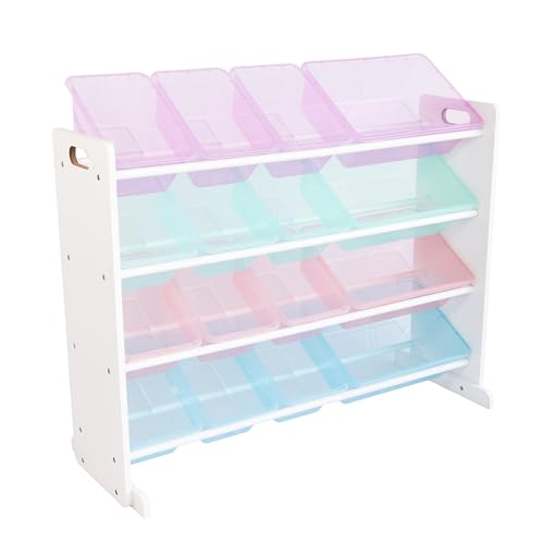 Humble Crew Supersized Toy Storage Organizer with 16 Removable Bins, Grey/White D772791