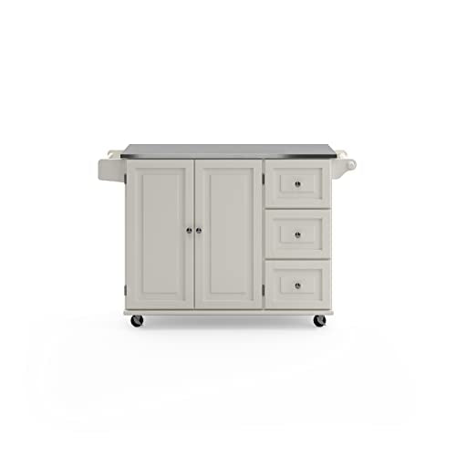 homestyles Mobile Kitchen Island Cart with Stainless Steel Top, Sage Green J6213