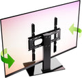 Swivel Universal TV Stand/Base,Height Adjustable TV Mount Stand for 23-55 inch TVs,TV Mount Stand with Tempered Glass Base,VESA 400x400mm,Holds up to 88lbs Screens,BLACK