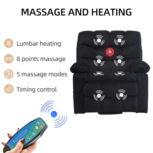 Phoenix Home Large Power Lift Recliner with Massage and Heat for Elderly, Brown O77713