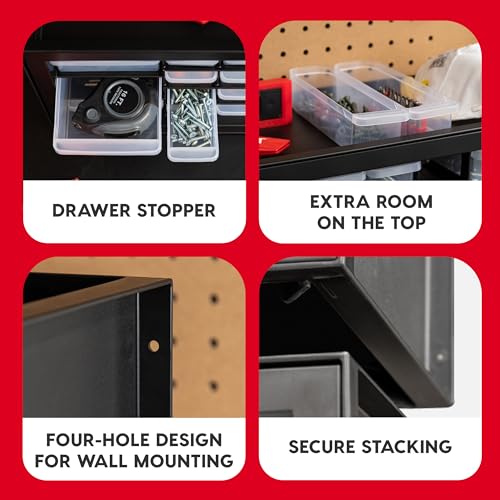 IRIS USA Plastic Drawer Storage Organizer, 24-Drawer Cabinet for Crafts Hardware Tools - Black I685821