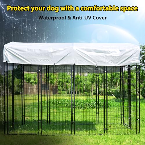 Large Outdoor Dog Kennel with Roof Cover Heavy Duty Welded Wire Steel Dog Pen B5629
