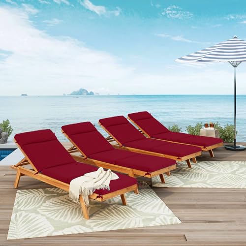 Chaise Lounge Cushion 72x21x3 Inch Set of 2 Outdoor Patio Cream B783089