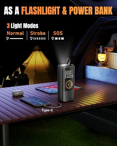 Portable Tire Inflator Air Compressor 150PSI Cordless with Pressure Gauge N1040