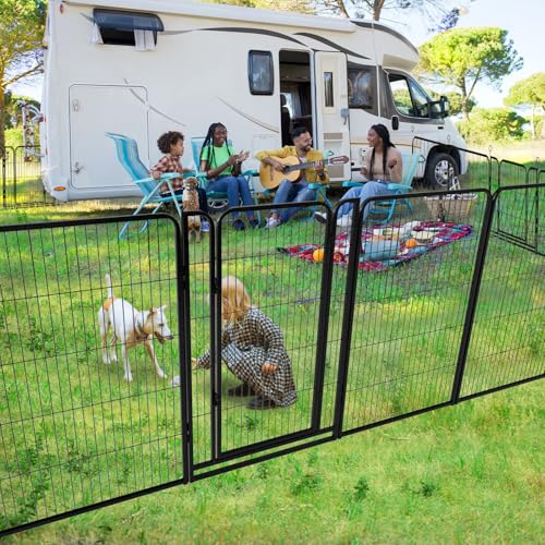 Dog Playpen Outdoor Extra Wide 12 Panels Heavy Duty 40" Height with Doors Portable G77703