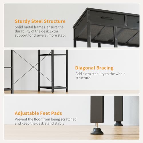 CubiCubi 47 Inch Computer Desk with 3 Drawers, Black D89125