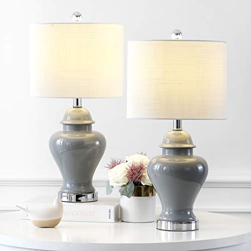 JONATHAN Y Set of 2 Qin 22" Ceramic Table Lamps, White U715506