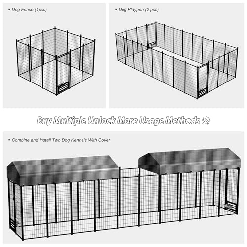 Large Outdoor Dog Kennel with Roof Cover Heavy Duty Welded Wire Steel Dog Pen B5629
