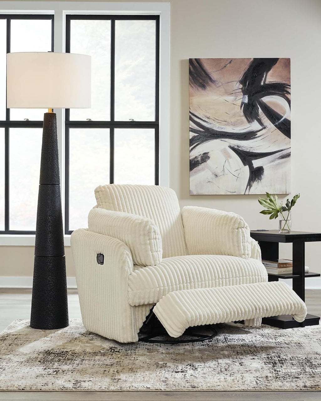 Signature Design by Ashley Tie-Breaker Swivel Glider Recliner, White F344740