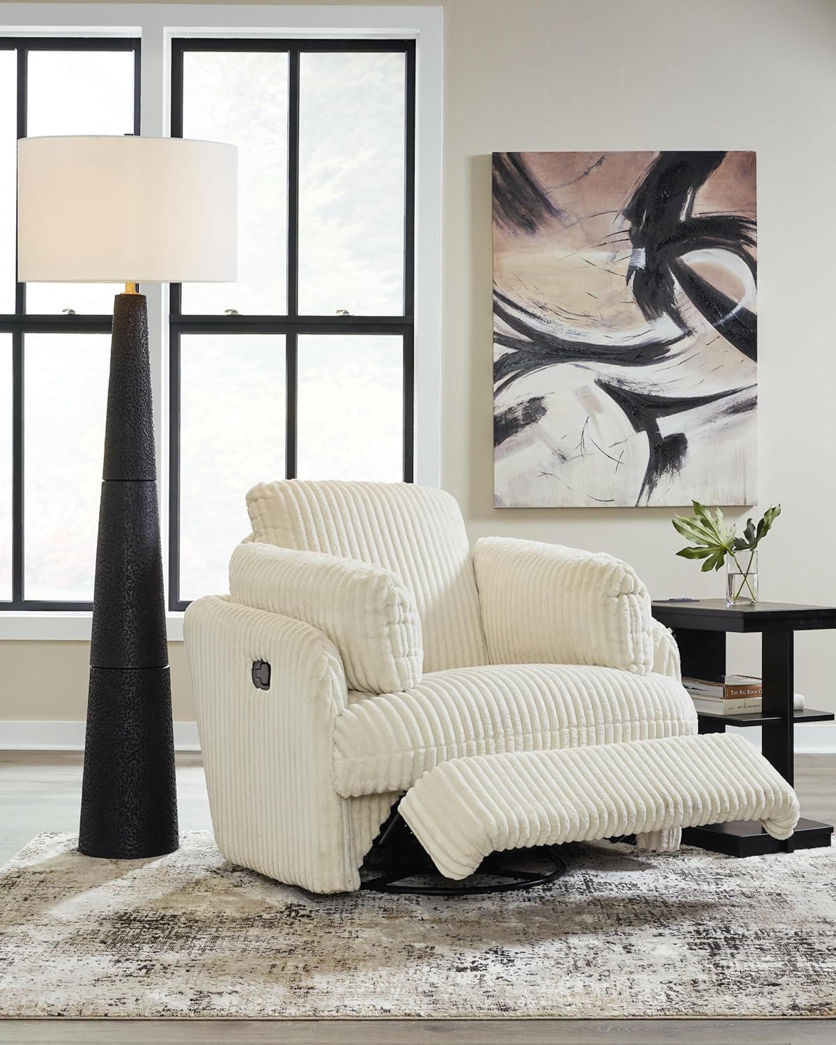 Signature Design by Ashley Tie-Breaker Swivel Glider Recliner, White F344740