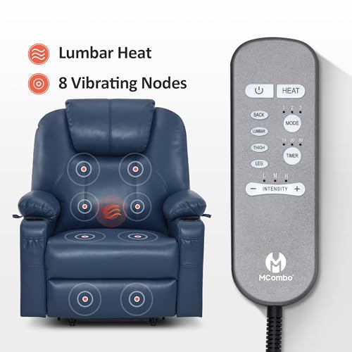 MCombo Power Lift Recliner Chair for Elderly with Heat and Massage, Faux Leather, Black V60394