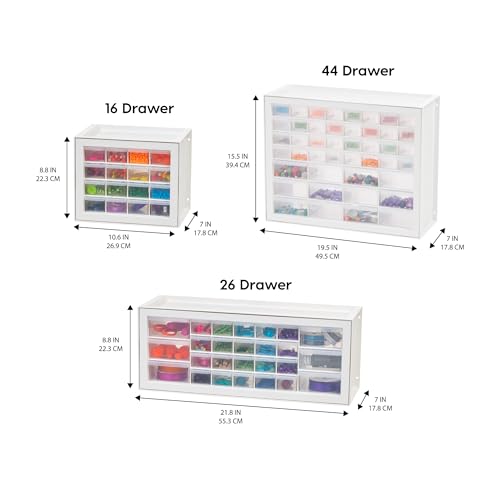 IRIS USA Plastic Drawer Storage Organizer, 24-Drawer Cabinet for Crafts Hardware Tools - Black I685821