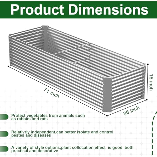 2 Pack 8x4FT Galvanized Raised Garden Bed for Vegetables, Steel, Outdoor Z74554