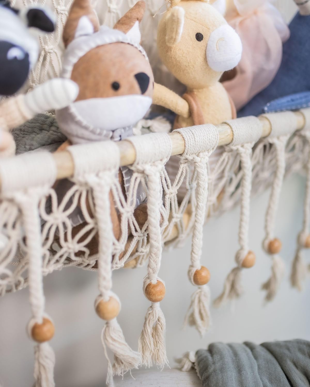 Crane Baby Willow Macrame Hanging Storage Bin for Nursery Z564