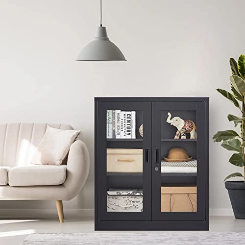 Metal Storage Cabinet with Doors and Shelves, 71" Locking Steel, White L799