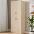 Cozy Castle Kitchen Pantry Storage Cabinet 71" Tall 4 Doors Wood Freestanding Cupboard with Sliding Drawer and 2 Adjustable Shelves for Dining Room Living Room, Laundry, Bathroom, Oak