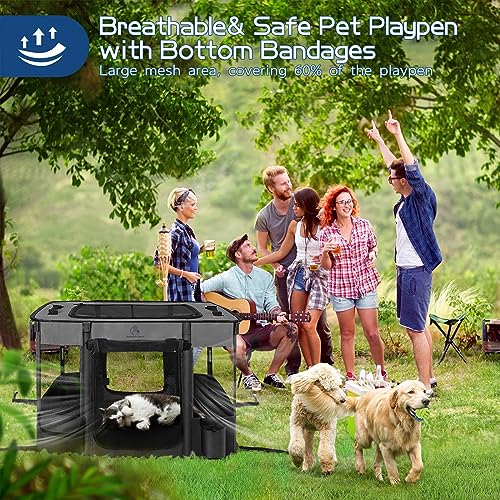 Foldable Dog Cat Playpen with Carrying Case, Water-Resistant, Indoor Outdoor V14642