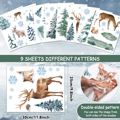 94Pcs Christmas Window Decals - Tree & Reindeer Stickers for Glass L87822