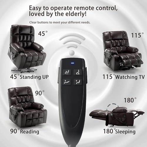 Lift Chair Recliner with Massage and Heat, Heavy Duty for Seniors, Brown V12888