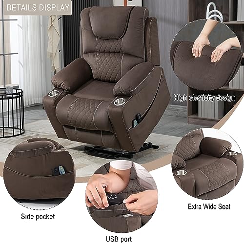Power Lift Chair Recliner with Massage and Heat for Adults, Dual Motor H2507