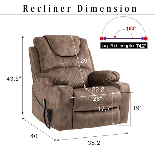 Power Lift Chair Recliner with Massage and Heat for Adults, Dual Motor H2507