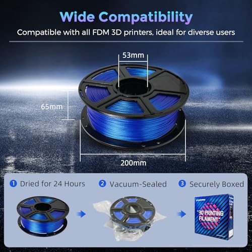 FLASHFORGE PLA Filament 1.75mm Burnt Titanium, Color Changeable 3D Printer Filament 1kg T433110