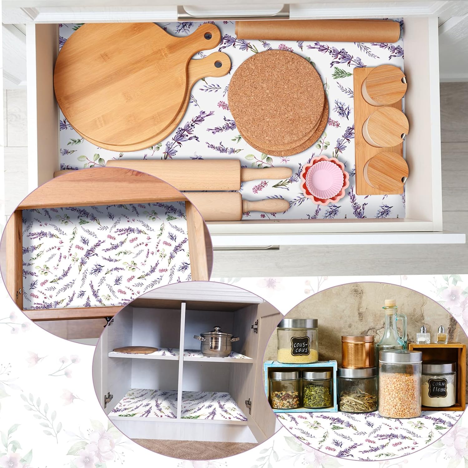 BBTO 20 Sheet Fragrant Drawer Liners for Dresser Scented Cabinet Liners for Shelves 15.8x22 Paper Liner for Drawers and Cabinets Non Adhesive Drawer Paper Liner for Home Shelf Close (Lavender) V58544