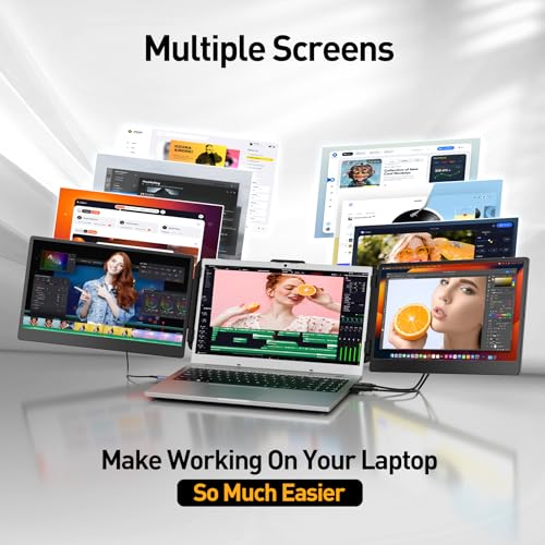 Laptop Screen Extender 15.6" Portable Monitor with 120% sRGB, FHD IPS & USB to HDMI Hub L477181