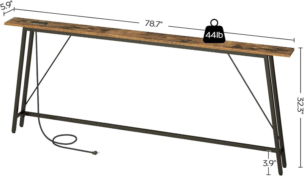 78.7" Console Table with Power Outlets Bundle, Narrow Entryway & Sofa Table T29954