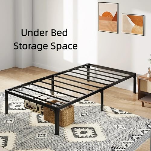 Full Size Metal Platform Bed Frame with Headboard, Black U138819