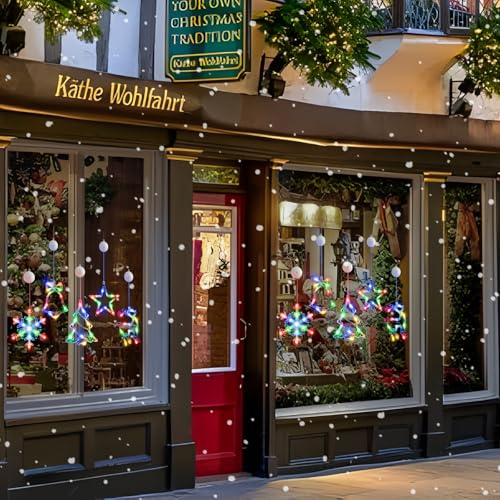 5Pack Christmas Window Lights Snowflake LED with Timer Battery Powered U214