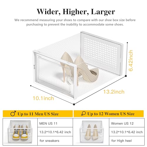 Kuject X-Large Clear Plastic Stackable Shoe Storage Boxes, 12 Pack, Blue Y142131