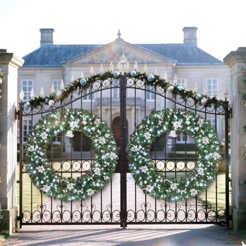 VINGLI 48 Inch Pre-lit Artificial Christmas Wreath with 150 LED Lights T885