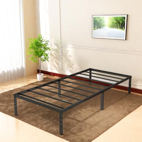 Full Size Metal Platform Bed Frame with Headboard, Black U138819