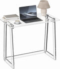 HMYHUM Acrylic Desk, 35.4 Inch, Clear Small Computer Desk with Trapezoid-shaped Legs for Home Office, Study, Writing, Vanity, Modern, Easy Assembly, 19.7" W x 29.5" H