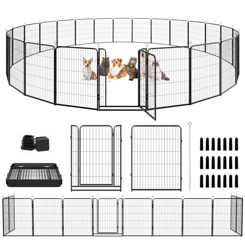 Dog Playpen Outdoor Extra Wide 12 Panels Heavy Duty 40" Height with Doors Portable G77703