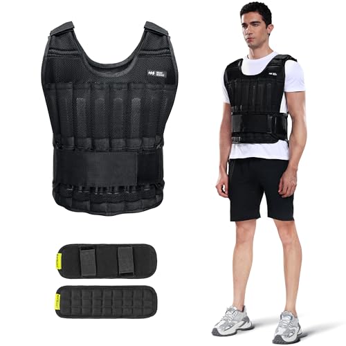BeatBoost Weighted Vest for Men, Adjustable 20-60lb with Steel Plates F5122