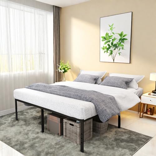 Full Size Metal Platform Bed Frame with Headboard, Black U138819