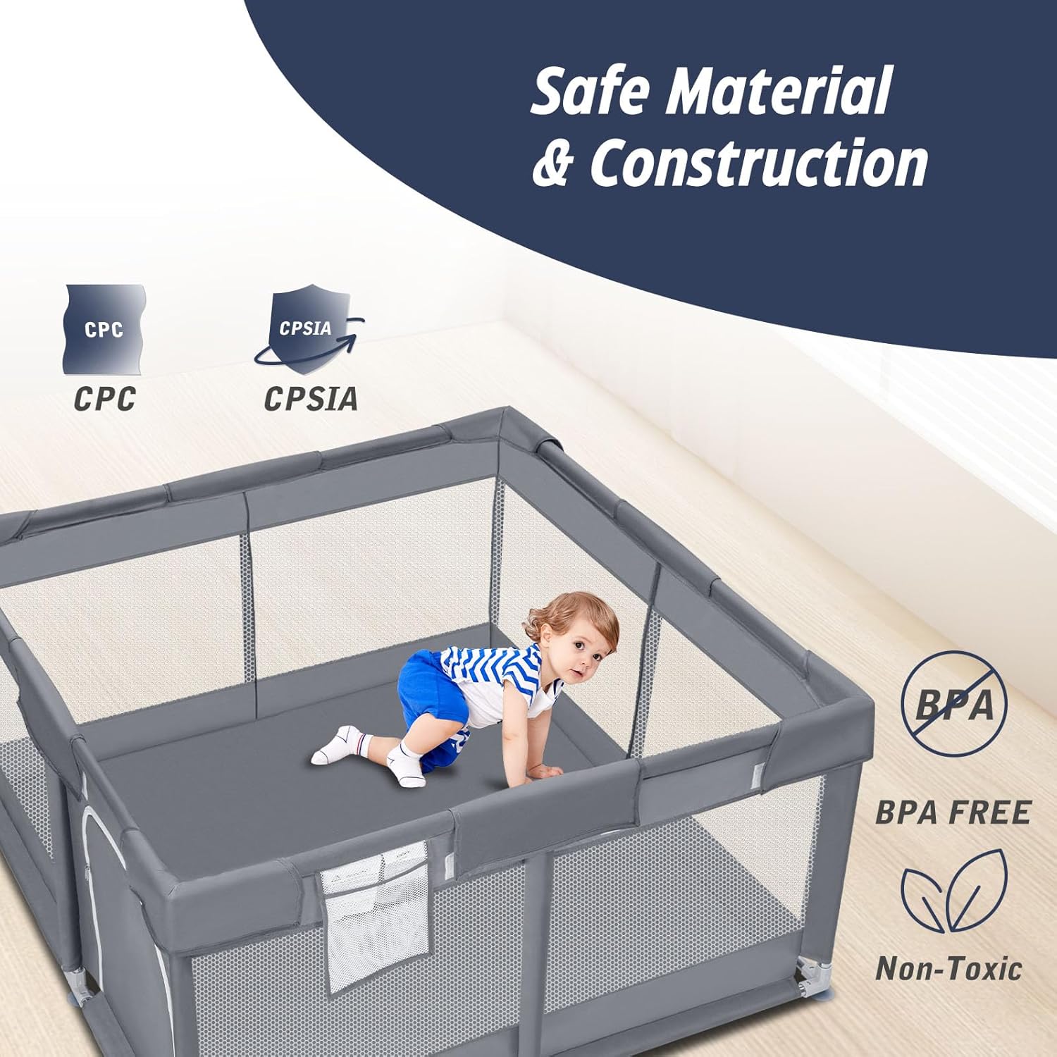Baby Playpen 50x50 Inch for Babies and Toddlers, Playard Activity Center H764